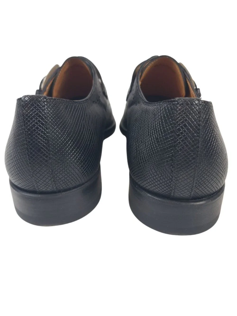 NEW Magnanni Easton Stamp Black Monk Strap Leather Dress Shoes Size 10.5 US